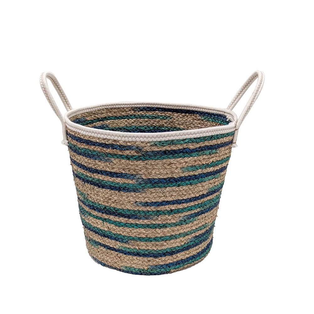 Blue Stripe Round Seagrass Basket by Ashland  - Spring Home Decor