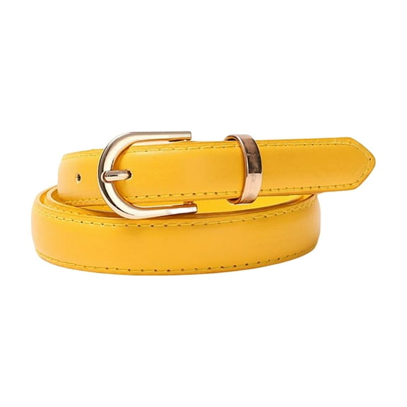 Frogued Women Waist Belt Fitted Solid Color Alloy Buckle Faux Leather Adjustable Lady Waist Strap Garment Accessories (Yellow)