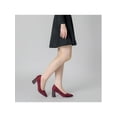 thumbnail image 4 of BLISSFUL STEP Women's Shoes Pointy Toe Slip-on Faux Suede Block Heel Pumps  Burgundy 10.5, 4 of 8