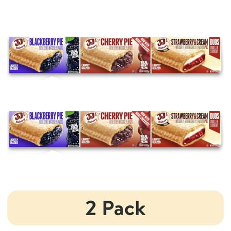 (2 pack) JJ s Bakery Glazed Pie Fruit Flavored Variety Pack 4 Ounce Individually Boxed | Pack of 12