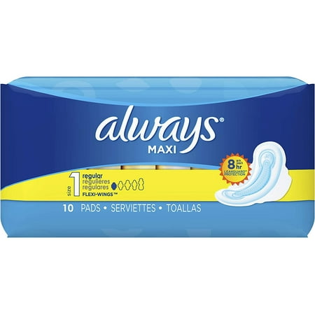 Always Maxi Size 1 Pads for Women, Regular Absorbency With Wings ...