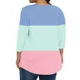 thumbnail image 4 of dazeni Long Sleeve Shirts for Women Plus Size Color Block Pleated Tunic Tops Round Neck Casual Flowy Tank Tops Loose Patchwork Pullover Tops L-5XL, 4 of 6