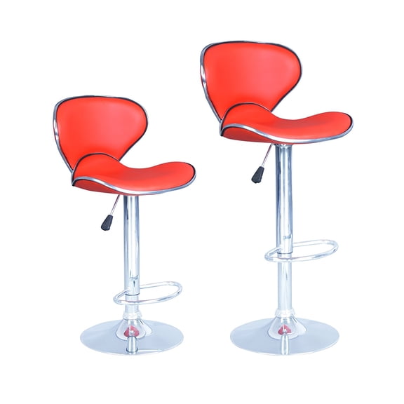 New Modern Adjustable Synthetic Leather Swivel Bar Stools Chairs-Sets of 2