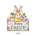 thumbnail image 2 of Yucurem Easter Wreath for Front Door, Happy Easter Eggs Flowers Leaves Wooden Door Hanging Sign for Home Wall Decor Party Outdoor indoor Supply Easter Decoration, 2 of 7