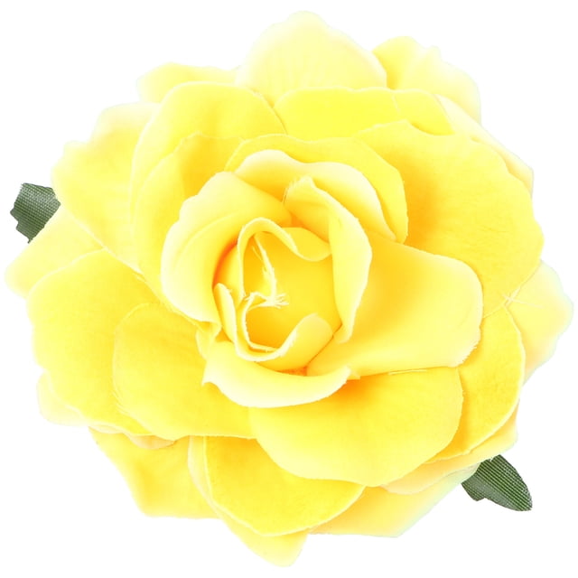 2 en 1 pinzas para el cabello horquilla de flor rosa grande artificial broche de flores para fiesta de mujeres (amarillo)