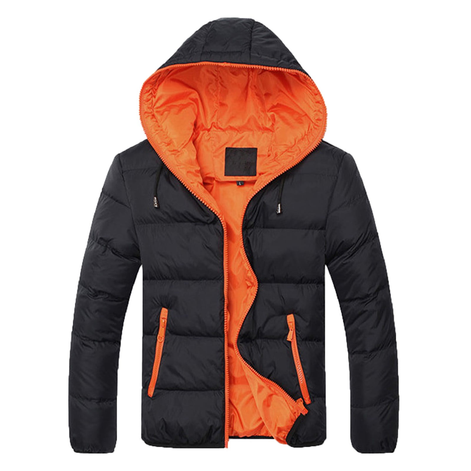 Casual Coat Hoodie Winter Men's Cotton-padded Zipper Color Collision ...