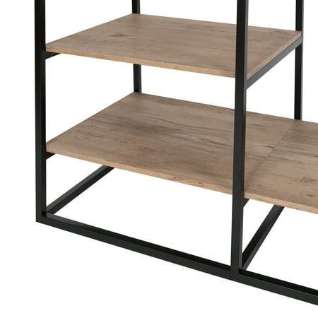 Better Homes & Gardens Jace Freestanding Metal 2-Rod Garment Rack with 4 Wooden Shelves, Black