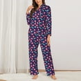 thumbnail image 2 of Yiaed Cool Mirror Cherries Print Pajamas Women's Long Sleeve Sleepwear Soft Button Down Loungewear Pjs Lounge Set Nightwear Womens Pajama Pants-X-Large, 2 of 7