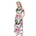 thumbnail image 2 of Spazoro Girls Maxi Dress with Pockets, Hawaii Print A-Line Short Sleeve Crew Neck Casual Summer Dresses for Girls Multicolor Size 9, 2 of 9