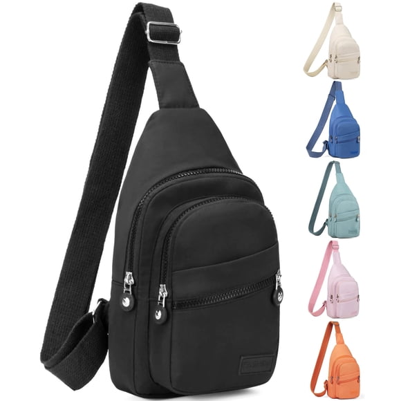 Bandolera pequeña Banelu para mujer y hombre, color negro
