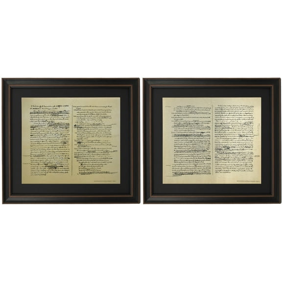 Framed Jefferson's Rough Draft of The Declaration of Independence Set. Replica Print by Patriot Gear Company.