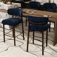 thumbnail image 4 of Memoryfield Upholstered Bar Stools Set of 4, Counter Height Barstools, Linen Fabric Curved Back, Kitchen Island & Dining Room, Blue, 4 of 7
