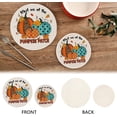 thumbnail image 4 of SKYSONIC Fall Pumpkins Creative Trivet Round Hot Pads, Set of 2 Autumnal Quotes Pot Holder Heat Resistant Trivets Cotton Thread Weave Mats for Kitchen Counter Hot Dishes Pot Teapot Table Decor, 4 of 7