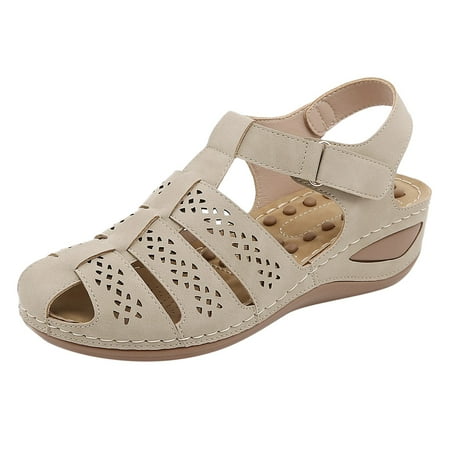 

Sandals Women Wedge Flip Flops Comfy Platform Bohemia with Arch Support Massage Function Shoes