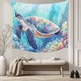thumbnail image 5 of Turtle Tapestry for Bedroom Wall Hanging Tapestry, Coastal Ocean Coral Gradient Watercolor Ceiling Backdrop Tapestries Poster Blanket Wall Decor for Teens Room Living Room Dorm 59" x 79", 5 of 8