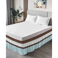 thumbnail image 4 of Blue Brown Morocco Wrap Around Bed Skirts for Queen Bed 18" Drop,Bed Skirt with Adjustable Elastic Belt Dust Ruffle Bed Valance for Bedroom Hotel Geometric Stripes Aqua Stitching Bed Frame Cover, 4 of 7