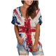 thumbnail image 1 of Camisetas con estampado de cuello redondo para mujer Camiseta de manga corta Blusa Tops sueltos Fridja bn7532, 1 of 5
