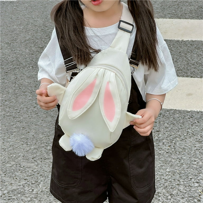 Children s bunny chest bag western style girl Travel Messenger bag cute cartoon kindergarten canvas bag class water Cup bag Walmart