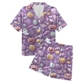 thumbnail image 6 of Women Halloween Printed Lapel Button Short Sleeve Shorts Pajama Set 2PC Home Set Matching Sets, 6 of 6