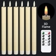 thumbnail image 1 of 6 Pcs Flameless Ivory Taper Candles Flickering with 10-Key Remote, Battery Operated Led Warm 3D Wick Light Window Candles Real Wax, Christmas Home Wedding Decor(0.78 X 9.64 Inch), 1 of 6