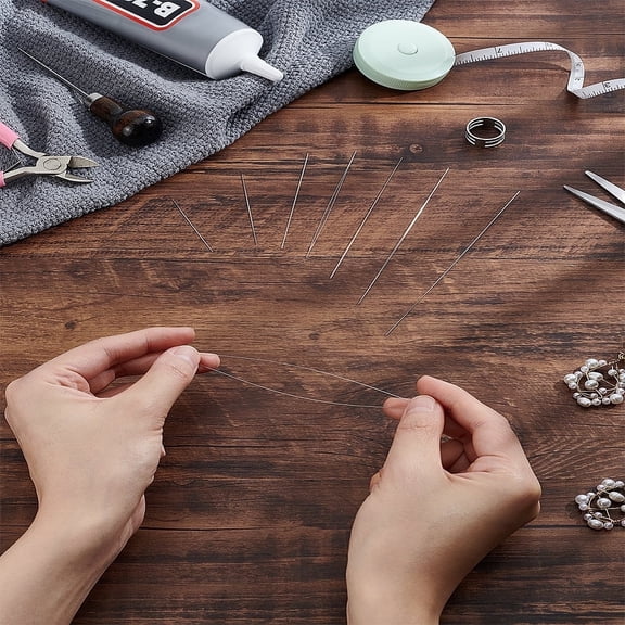 8pcs 8 style Non-Stainless Steel Collapsible Big Eye Beading Needles and Iron Big Eye Beading Needles Seed Bead Needle Beading Embroidery Needles