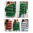 thumbnail image 2 of Women Sweater O Neck Splicing Color Casual Pullovers, 2 of 8