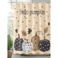 thumbnail image 2 of Fall Shower Curtain Pumpkin Leaves Shower Curtains for Bathroom Thanksgiving Decor, Waterproof Polyester Shower Curtain Set with Hooks, Extra Long 72" x 96" Hello Pumpkin Yellow, 2 of 6