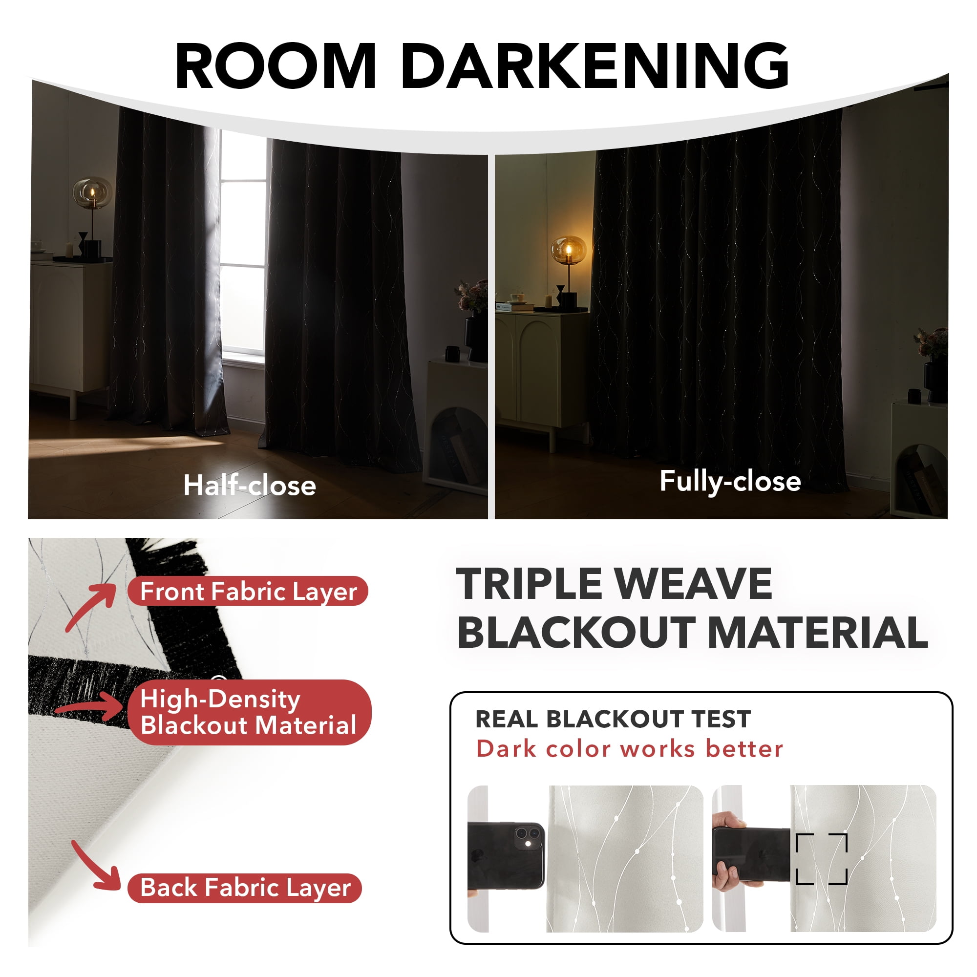 Deconovo 4 Pcs Blackout and Sheer Curtains Set for Bedroom, Light Beige/White, 42"x72", Grommet Top