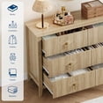 thumbnail image 3 of EastVita Fluted Dresser 47 Inch Wide Storage Organizer Cabinet for Living Room Hallway Entryway Natural, 3 of 7