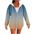 thumbnail image 1 of WRKEKC Womens Zip Up Hoodie Gradient Print Raglan Sleeve Hooded Sweatshirt with Drawstring Side Pockets Long Sleeve Fall and Winter Outerwear, 1 of 4
