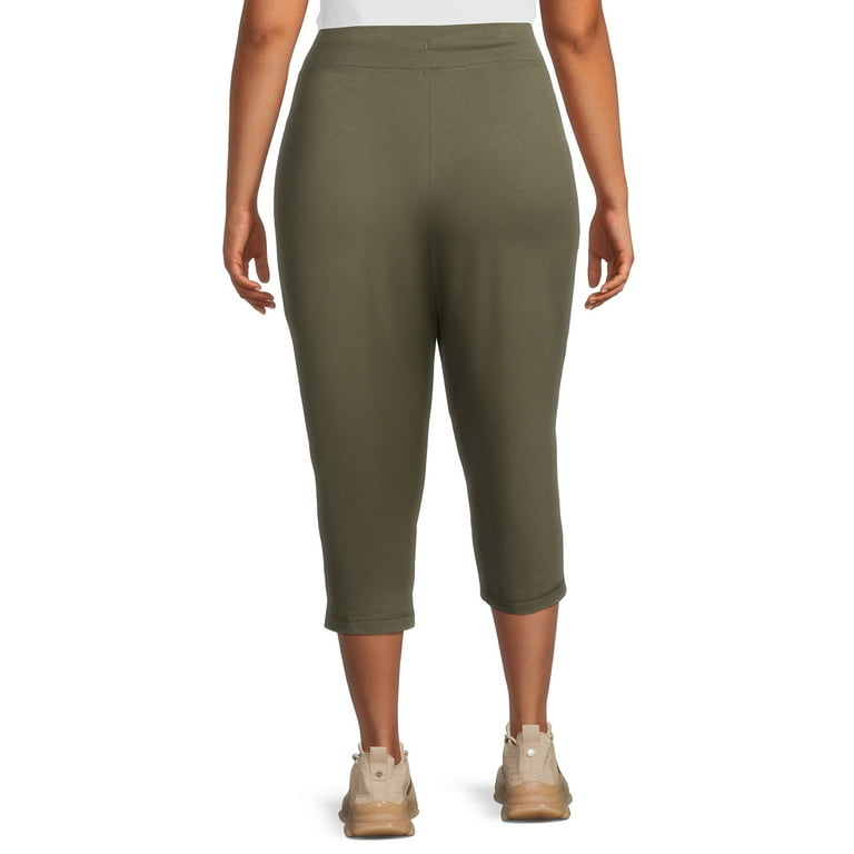 Athletic Works Women's Plus Size Mid-Rise Knit Capris 