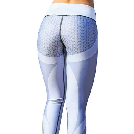 - Women Sport Athletic Pants Elastic Waist Yoga Fitness Leggings Running Gym Trousers Printing Workout Activewear Bottoms