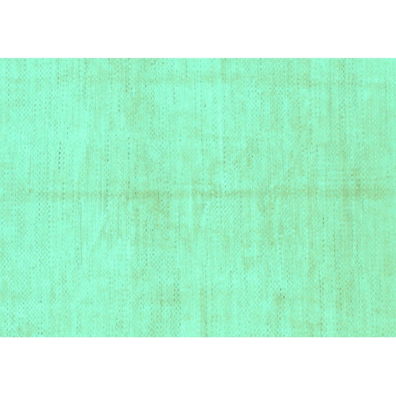 Ahgly Company Machine Washable Indoor Rectangle Solid Turquoise Blue Modern Area Rugs, 7' x 10'