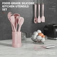thumbnail image 2 of Silicone Cooking Utensils Set - Heat Resistant Kitchen Utensils BPA FREE,Turner Tongs,Spatula,Spoon,Brush,Whisk,Kitchen Utensil Gadgets Tools Set for Nonstick Cookware,Dishwasher Safe (Pink), 2 of 9