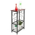 thumbnail image 7 of Zimtown Bathroom Table and Stand with Toilet Paper Roll-Bar Holder and Storage Rack - Black Metal Frame with Scroll Design, Walnut Color Wood Top - Ideal to Keep Essential Toiletries at Easy Reach, 7 of 7