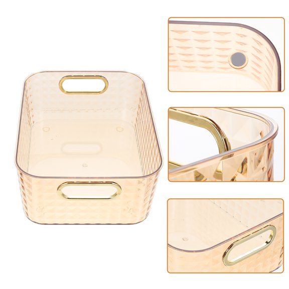 Raindrops Golden Plastic Storage Box for Home Office with Strong Durability and Large Capacity 14.2 x 8.7