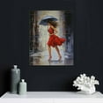 thumbnail image 4 of Nawypu Abstract Canvas Print Rain Modern Wall Art Painting Girl Umbrella with Red Dress Walking in Street Figure Artwork, 4 of 4