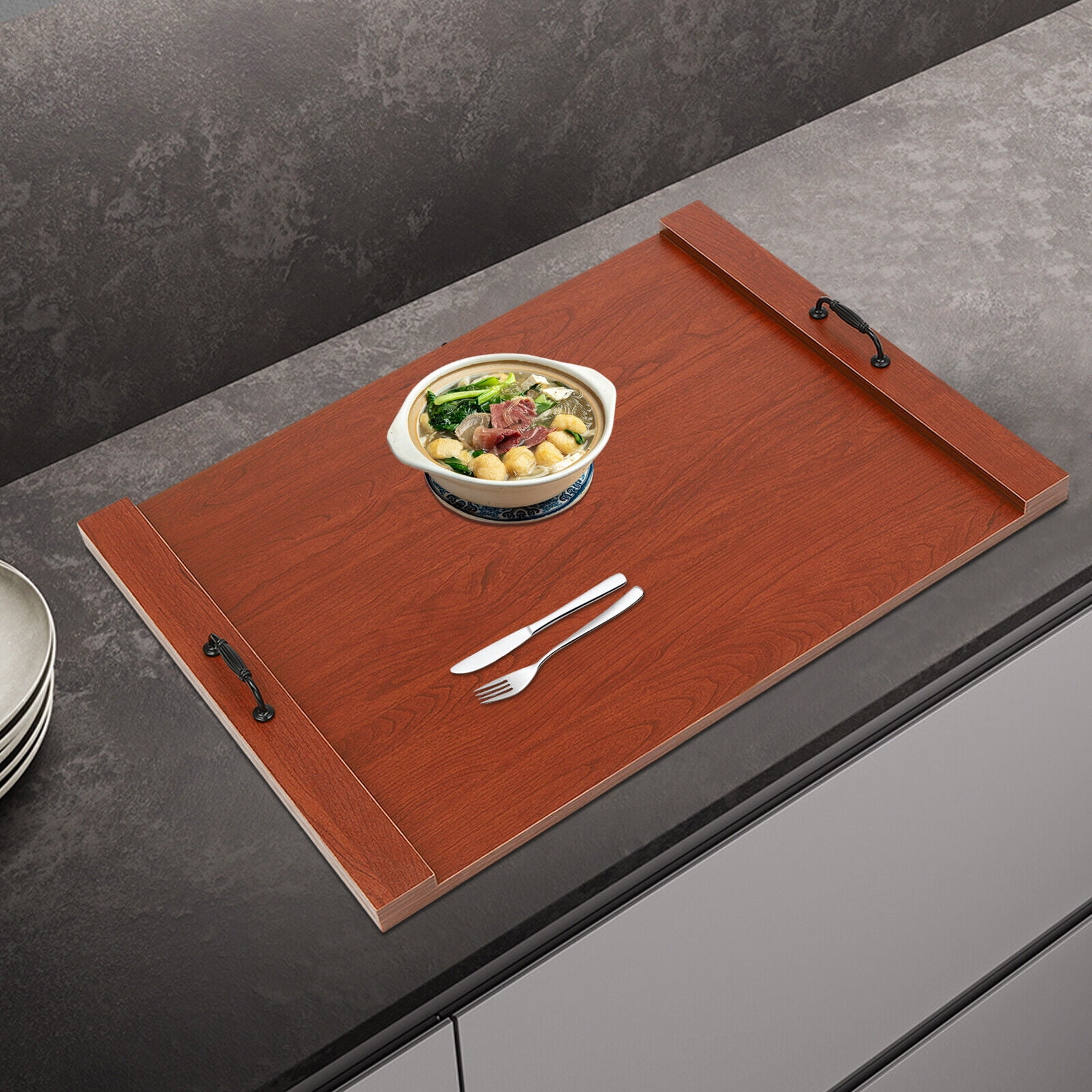 Fichiouy Wooden Stove Top Cover Board with Handles for Electric Stove and Gas Stove