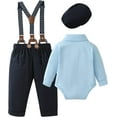 thumbnail image 7 of ZOEREA Baby Boy Suit 0-24M Gentleman Outfit Clothes Set Infant Long Sleeve Dress Shirt+Suspender Pants+Bowtie+Beret Hat, 7 of 7