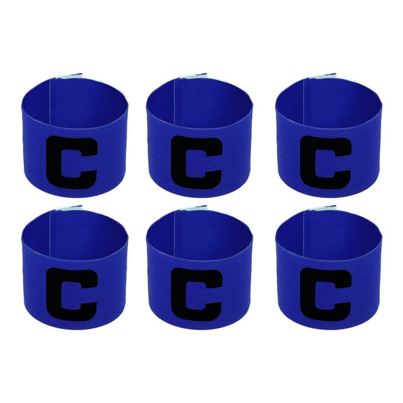 Uxcell 11.8x2.8" Soccer Captain Armband, Nylon Elastic Protective Arm Badge, Blue 6 Pack