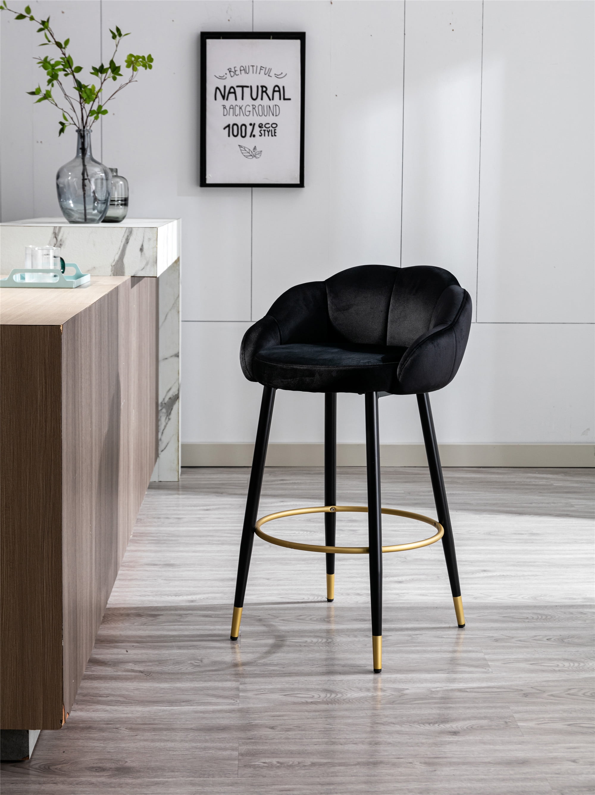 Resenkos Bar Stools Set of 2,with Back and Footrest Counter Height Dining Chairs,Black Resenkos Bar Stools Set of 2,with Back and Footrest Counter Height Dining Chairs,Black