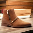 thumbnail image 2 of Jazamé Men's B-746 Double Zipper Croco Print Ankle High Dress Boots, Camel, 11, 2 of 6