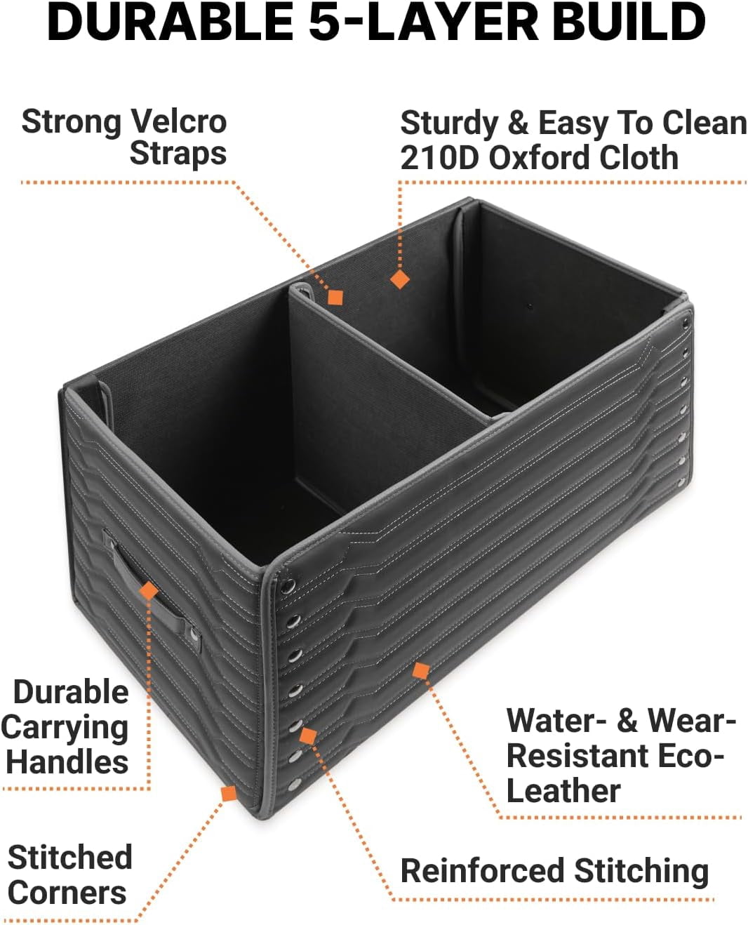 Owleys Eco-Leather SUV and Car Trunk Organizer Storage Bin with Lid Highway 1 Pc