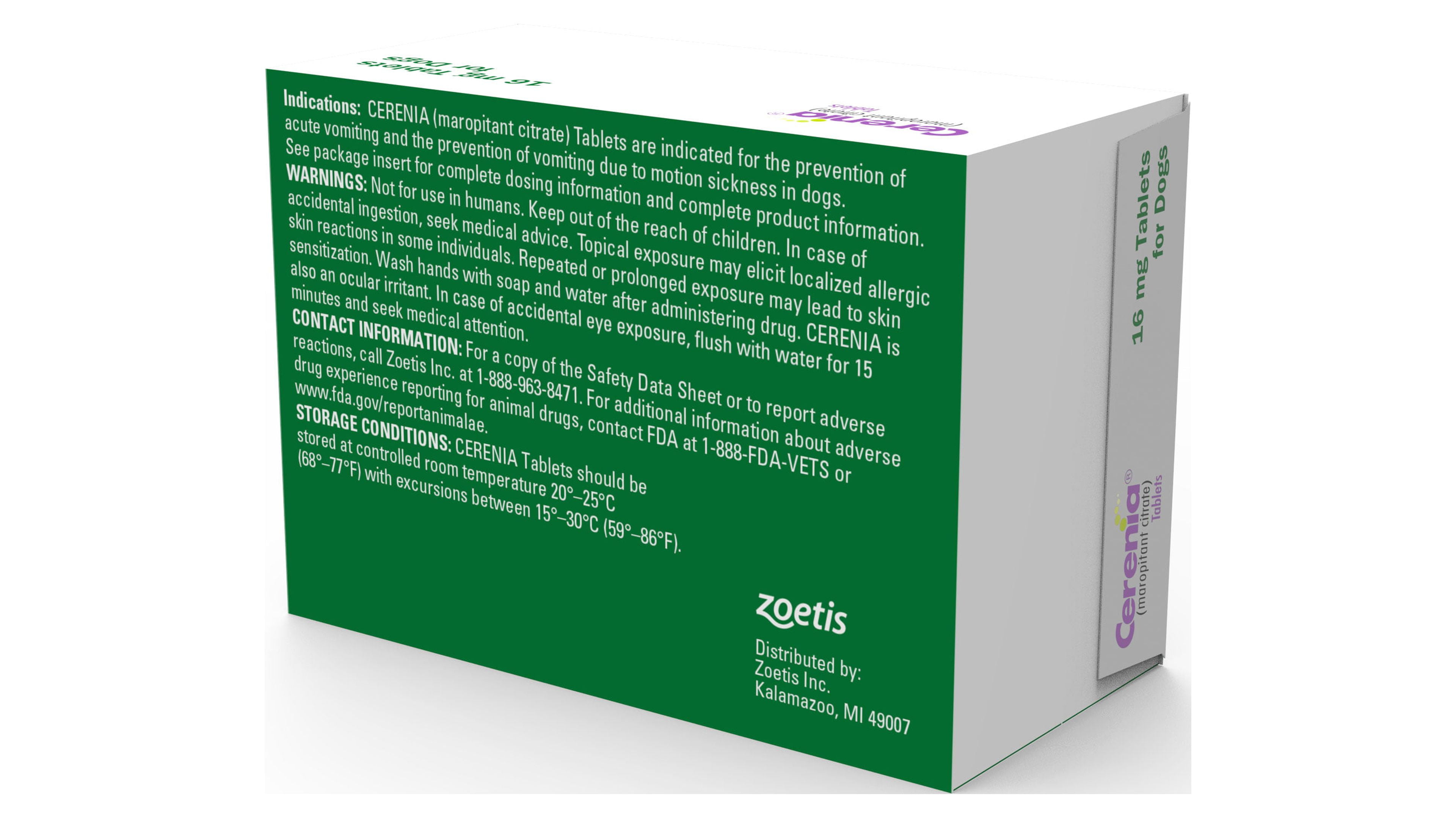 Cerenia (Maropitant Citrate) for Dogs, 16 mg (Green Box), Motion Sickness Relief for Dogs