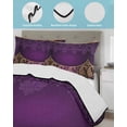 thumbnail image 4 of Purple Boho Floral Twin XL Size Down Alternative Comforter, Lightweight Comforter Quilt Bedding Set with Pillow Shams Vintage Ethnic Tribal Abstract Art All Seasons Bed Comforter Duvet Insert 68"x98", 4 of 7