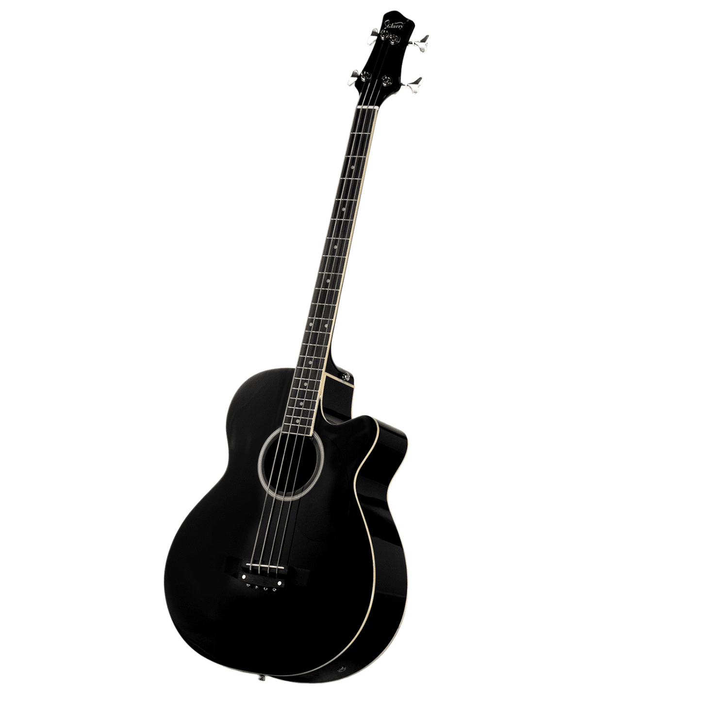 Hassch 4 String Electric Acoustic Bass Guitar with 4-Band Equalizer, Bag and Strap, Beginners Bass with Cable, Plectrum and Wrench Adjustment Tool, Black