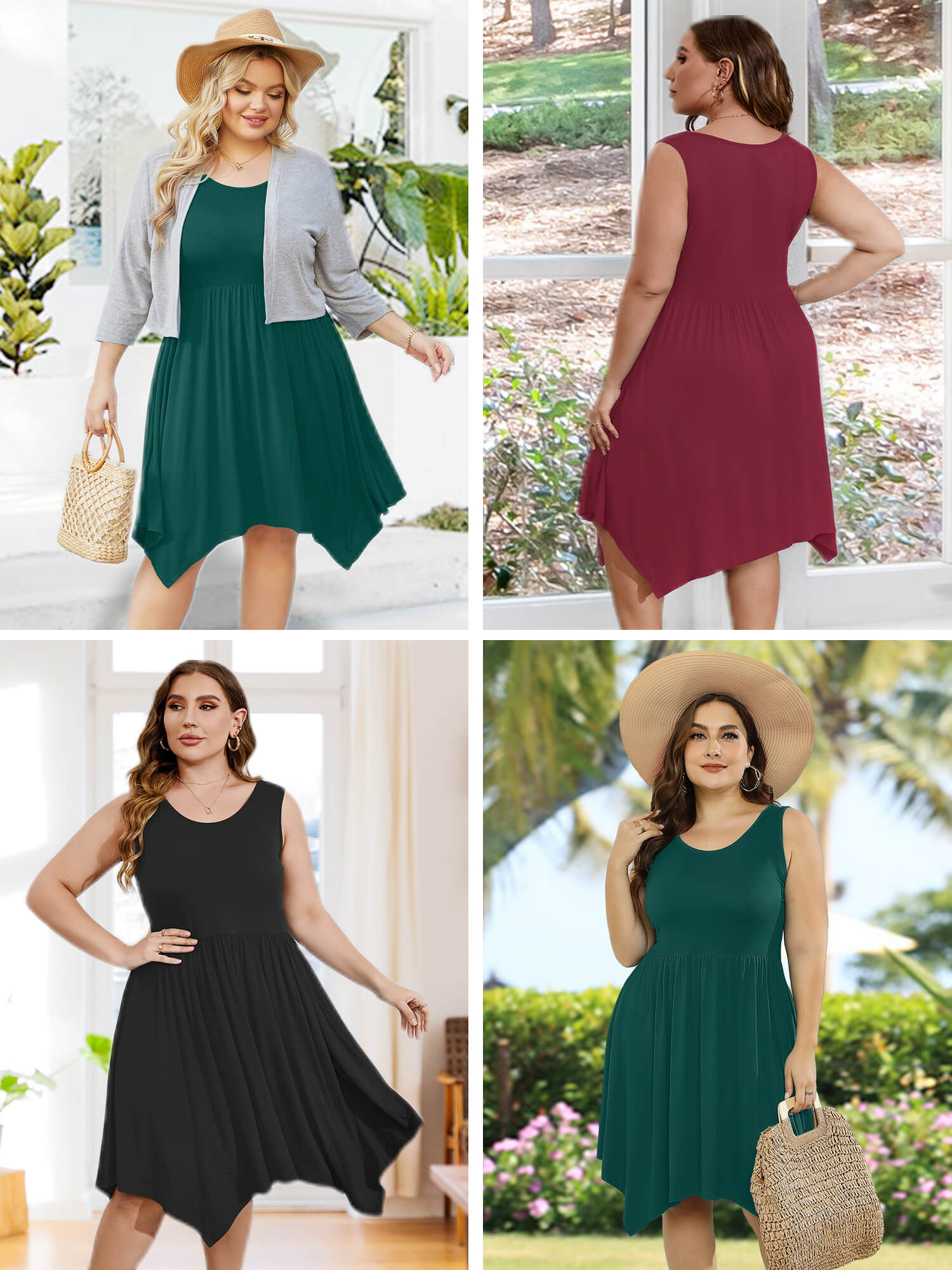 Showmall Women's Plus Size Sleeveless Midi Dress, Black photo 6