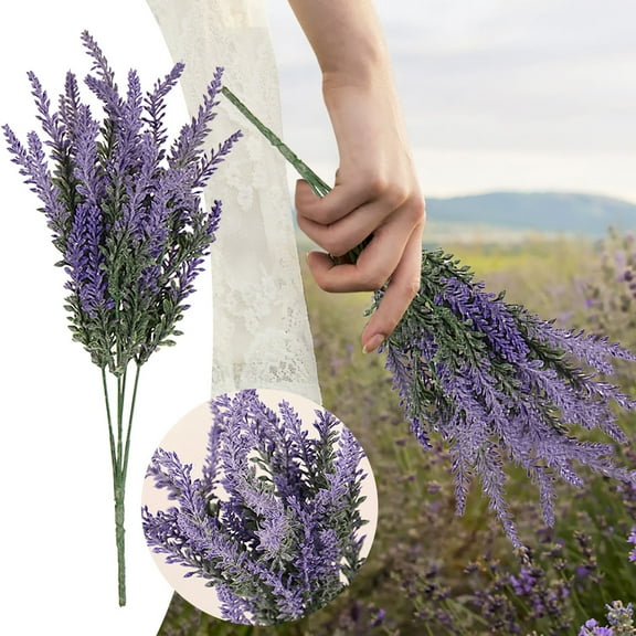 Fake Plants Promotion Sale! Nomeni Artificial Lavender Flowers Bouquet Plastic Purple Lavender for Wedding Home Decor Office Garden Patio Decoration, Home Decor Clearance Sale Purple