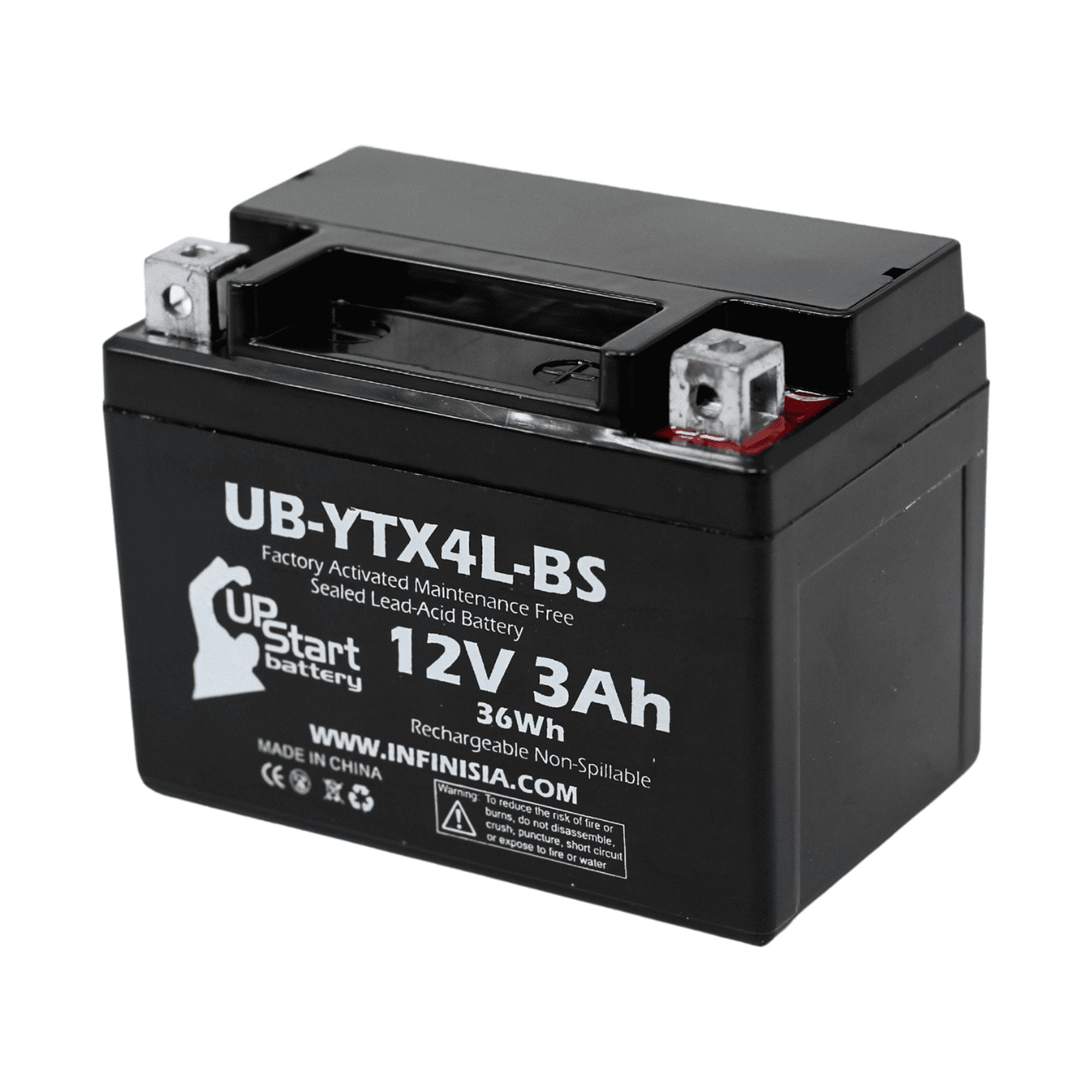UpStart Battery Replacement 1992 Suzuki DR350S 350CC Factory Activated, Maintenance Free, Motorcycle Battery - 12V, 3Ah, UB-YTX4L-BS