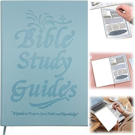 2Pcs 66-Page Bible Study Guide & Devotional Journal - PU Leather Cover Scripture Summaries Daily Reflections | Beginner-Friendly Spiritual Growth Notebook | Christian Gift Idea